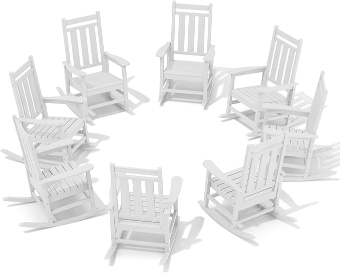 KINGYES Oversized Outdoor Rocking Chair Set of 8, All-Weather Patio Rocking by KINGYES