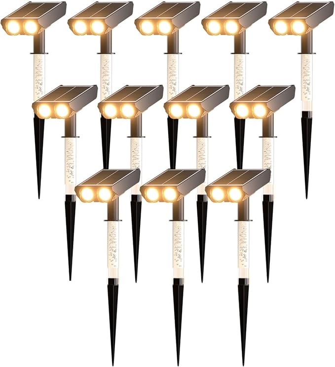 Solar Spot Lights Outdoor Adjustable Beam & PC Light Guide Column, 12 Pack by Unknown