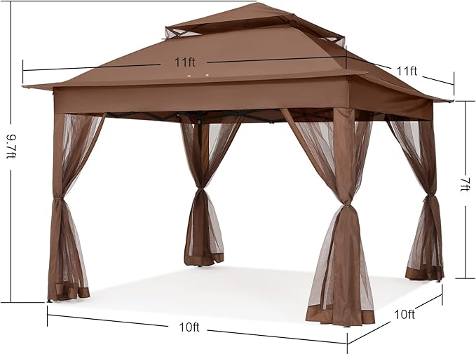 COOSHADE 11x11 Pop Up Gazebo Tent Outdoor Canopy Patio Shelter - Image 5