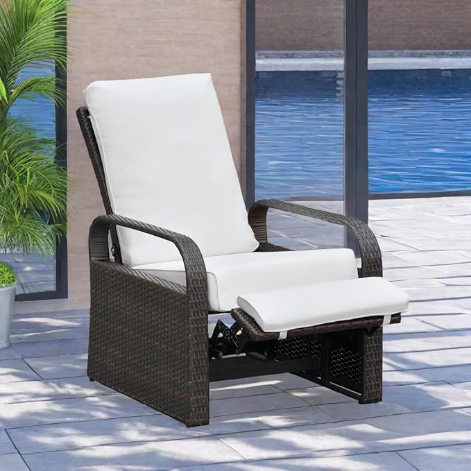 ART TO REAL Outdoor Recliner, Automatic Adjustable Wicker Lounge Recliner Chair - Image 8