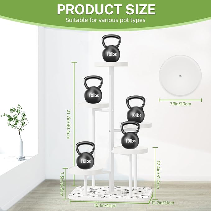 iDavosic.ly 5 Tier Plant Stand Indoor Outdoor, Tiered Corner Plant Stands - Image 5