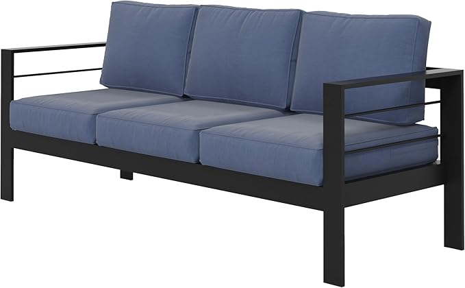 Wisteria Lane Patio Furniture Aluminum Sofa, All-Weather Outdoor 3 Seats Couch - Image 7