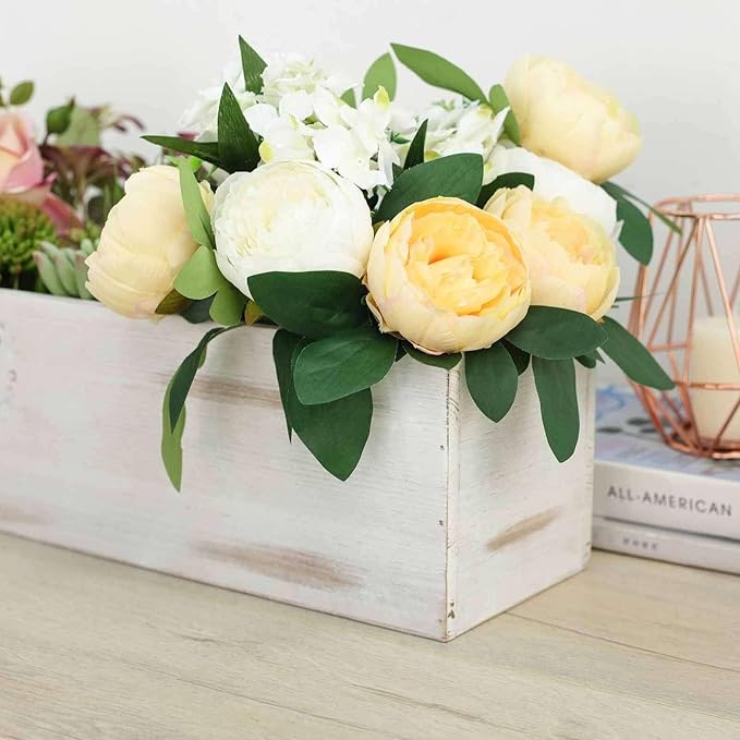 Efavormart 24"x6" Whitewash Rectangular Wood Planter Box Set - Image 2