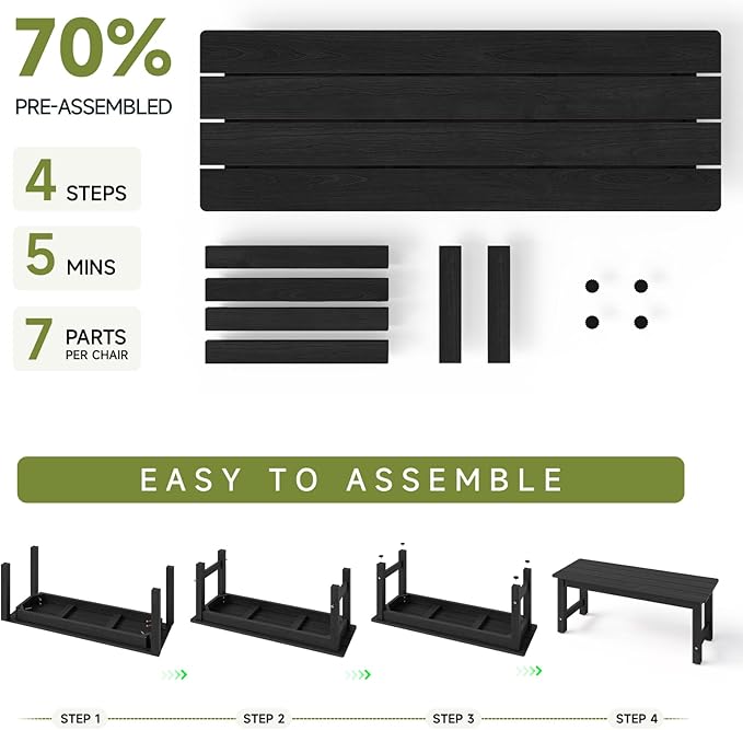 ONBRILL Outdoor Benches Weatherproof, 2-Person Poly Lumber Garden Bench - Image 8