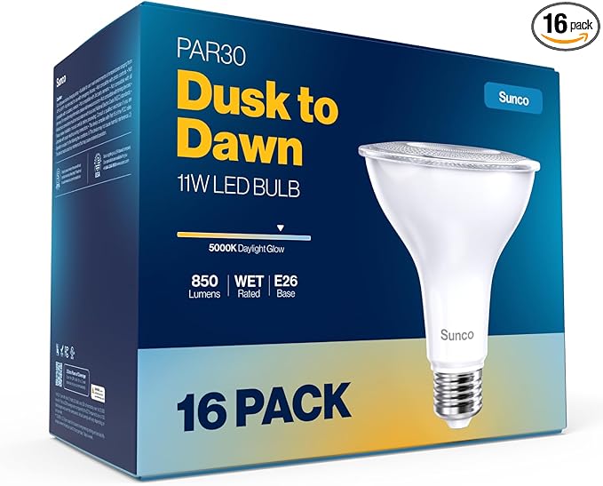 Sunco 16 Pack LED PAR30 Dusk to Dawn Light Bulb by SuncoLighting