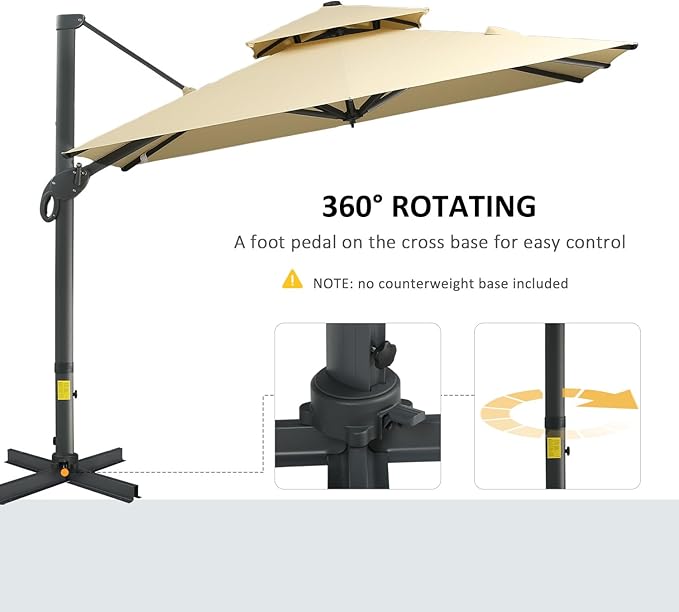 Outsunny 10ft Offset Patio Umbrella, Hanging Cantilever Umbrella, Square Shape - Image 4