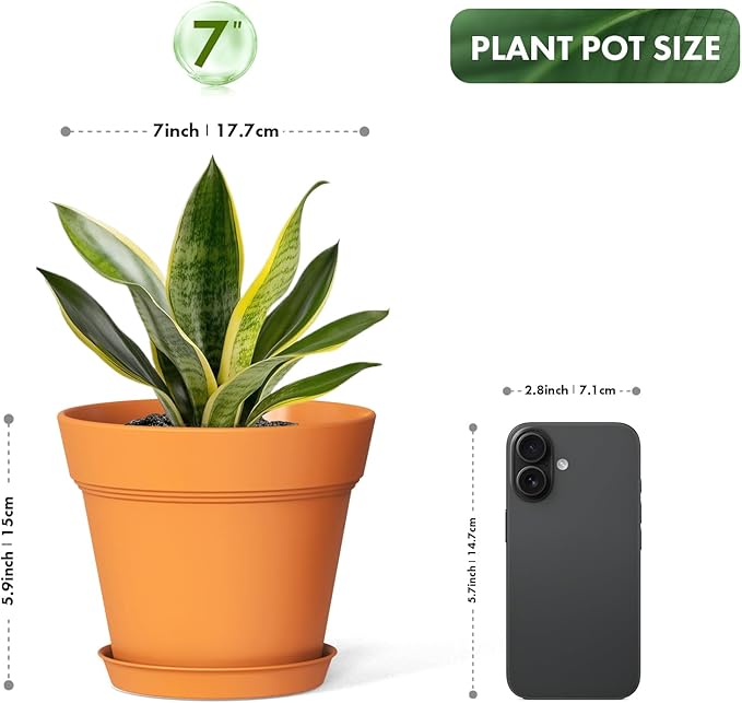 7 Inch Thick Plastic Plant Pots - Image 3