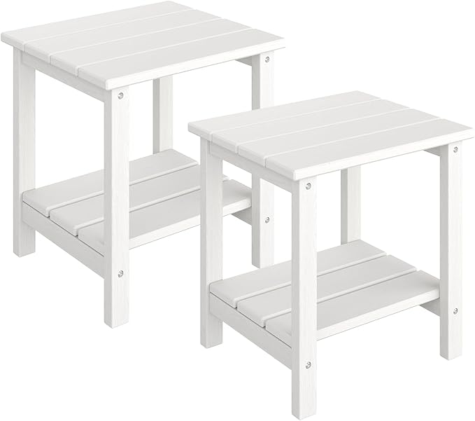 GarveeLife Outdoor Side Table 2-Tier, 18 in HDPE All Weather Resistant Patio by GarveeLife