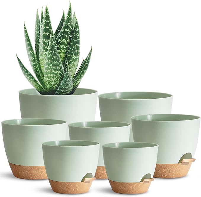 Self Watering Plant Pot with Drainage Hole, Plant Pots Outdoor Flower Pots by SESUN-E