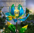 Solar Yard Lights Wind Spinners- Metal Lotus Flower Garden Decor LED Crackle by SUCUY