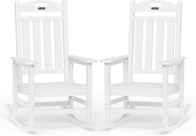 Oversized Rocking Chairs Outdoor Set of 2, High Back Porch Rocker Chair by Suunyn