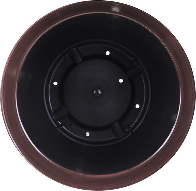 Garden Elements Indoor/Outdoor Glazed Brushed Happy Plastic Planter, Dark Brown - Image 4
