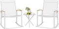 Shintenchi 3 Piece Outdoor Rocking Bistro Set, Textilene Fabric Small Patio by Shintenchi
