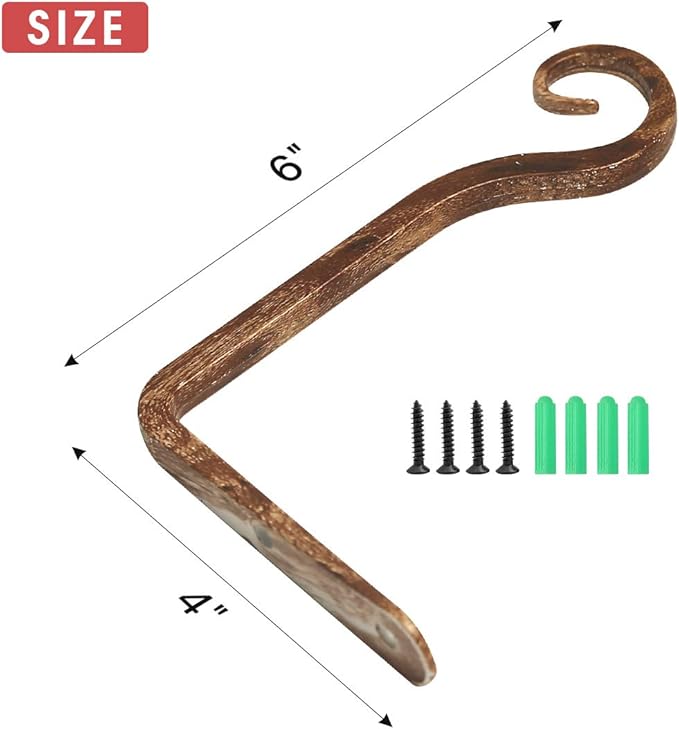 Jardim 2 Pack 6 Inch Premium Decorative Metal Iron Wall Hook, Indoor Outdoor - Image 4