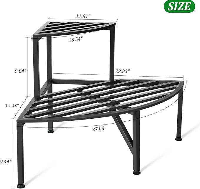 Corner Plant Stand Outdoor Metal, 2 Tier Heavy Duty Ladder Plant Shelf Indoor - Image 5