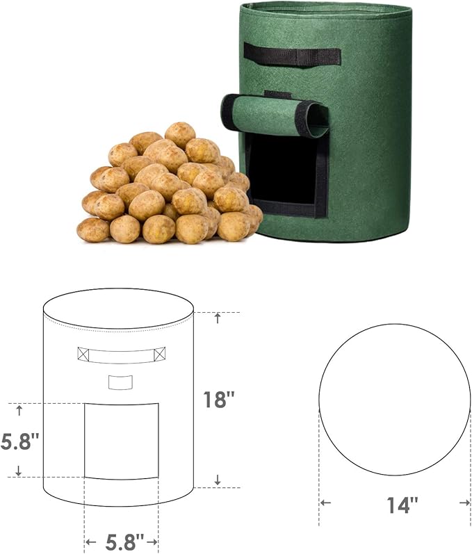 Delxo 5 Pack 10 Gallon Potato Grow Bags, Garden Planting Growing Bag - Image 4