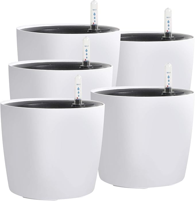 KINJOEK 5 Packs 7 Inch Self Watering Pot by KINJOEK