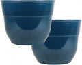 Garden Elements Indoor/Outdoor Glazed Brushed Happy Plastic Planter, Dark Teal by GardenElements