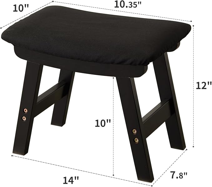 Foot Stool, Bamboo Small Sofa Foot Rest Under Desk, Extra Seating - Image 2