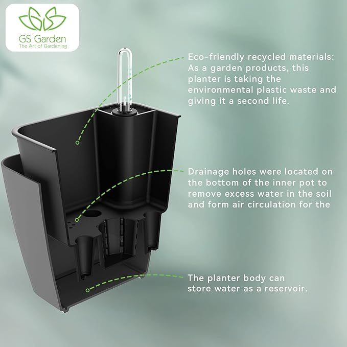 Self Watering Planters for Indoor Plants 5 inch 3 Pack Grey Planter - Image 4