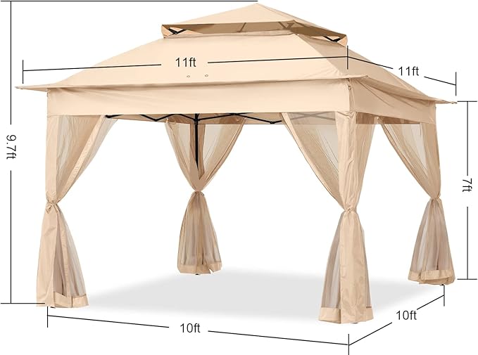 COOSHADE 11x11Ft Easy Pop Up Gazebo Tent Instant Outdoor Canopy Shelter - Image 5