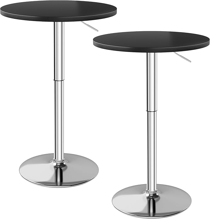 Flamaker Round Bistro Pub Table 23.6 Inch Height Adjustable 360° Swivel Bar by Flamaker