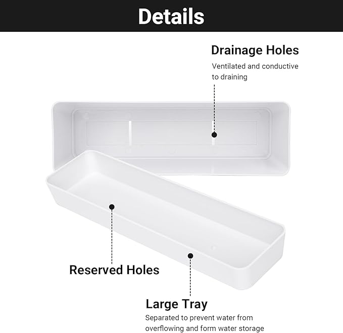 GREANER Long Window Boxes Planters, 6 Pack 16x3.8 Inch Vegetable Box Pot - Image 3