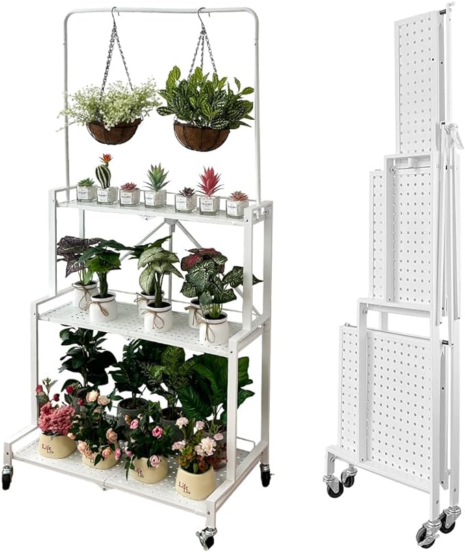 lumizone Foldable 4-Tier Plant Stand Indoor Outdoor Hanging Plant Shelf No by Lumizone