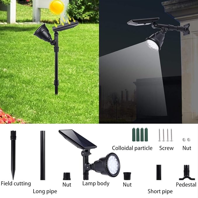 Solar Spotlights Outdoor 18 LED 300 Lumens Waterproof Adjustable Wall Light - Image 3