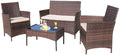 Homall 4 Pieces Outdoor Patio Furniture Sets Rattan Chair Wicker Set, Outdoor by Homall