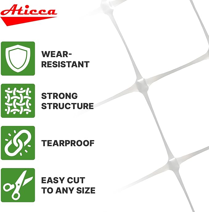 Plastic Trellis Netting 59" x 328 ft Heavy Duty Plant Support Netting White - Image 3