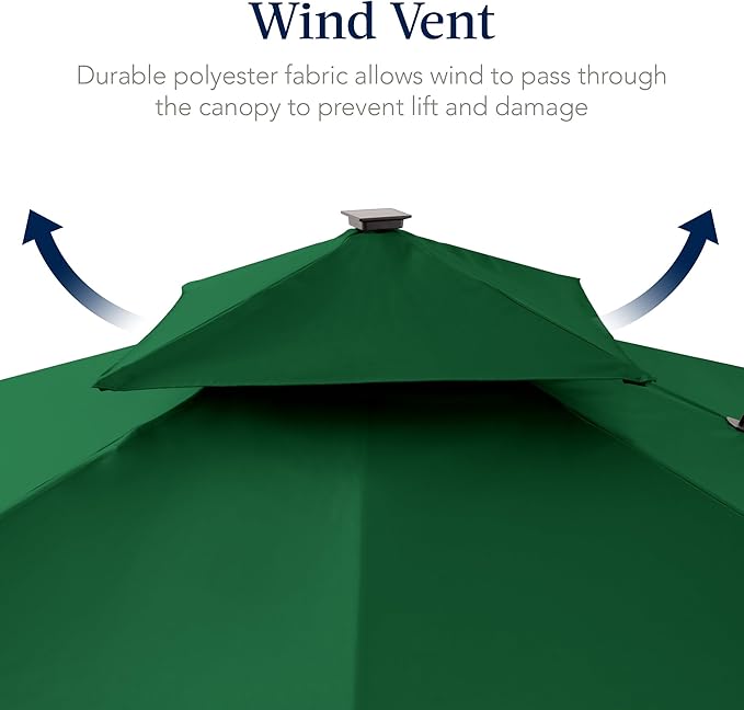 Best Choice Products 12x12ft LED Cantilever Patio Umbrella w/Base Included & - Image 7
