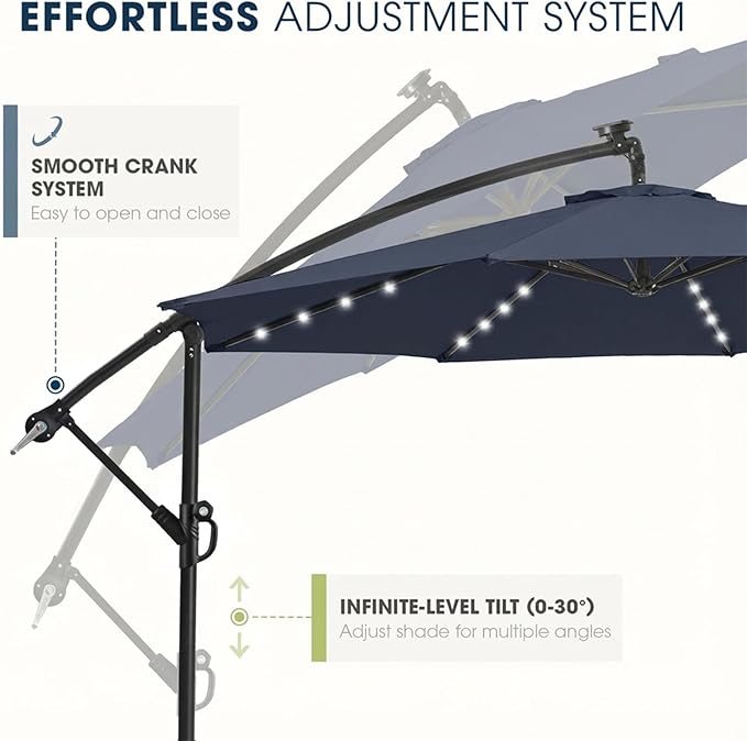 wikiwiki 10ft Solar LED Patio Umbrella - Image 6