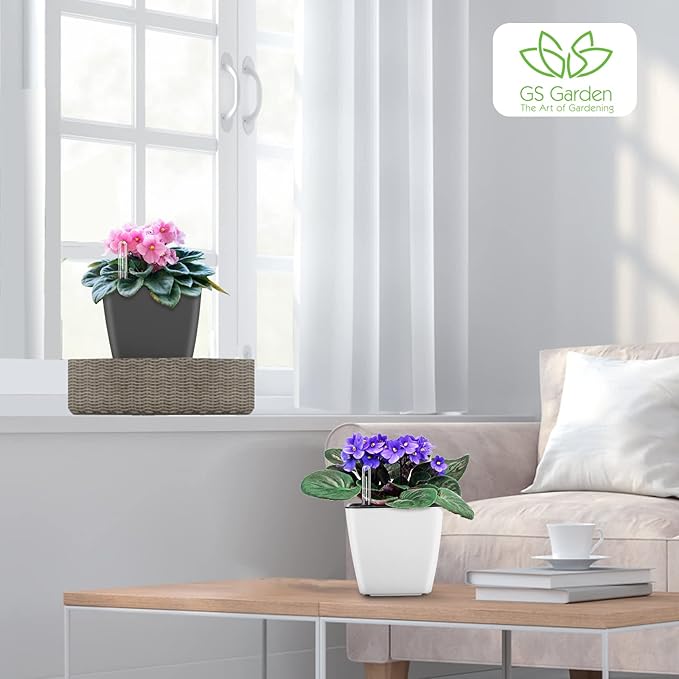 Self Watering Planters for Indoor Plants : 5 inch 6 Pack White Planter - Image 5