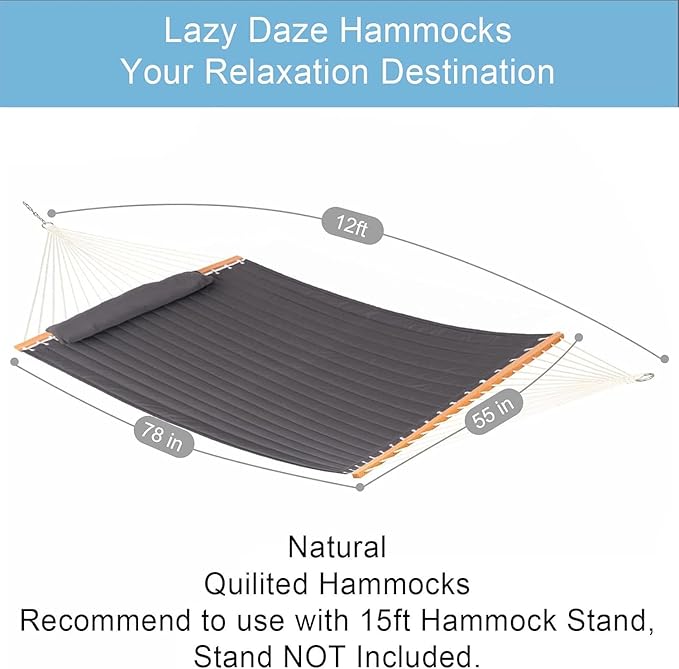 Lazy Daze Hammocks 12 FT Double Quilted Fabric Hammock - Image 3