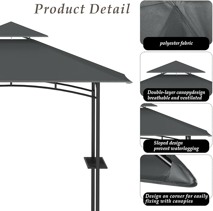 Grill Gazebo Replacement Top, 5 * 8 Outdoor BBQ Top Cover, Double Layer BBQ - Image 4