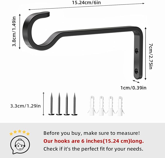 6 Inch 2 Pack Heavy Duty Outdoor Plant Hangers - Image 3