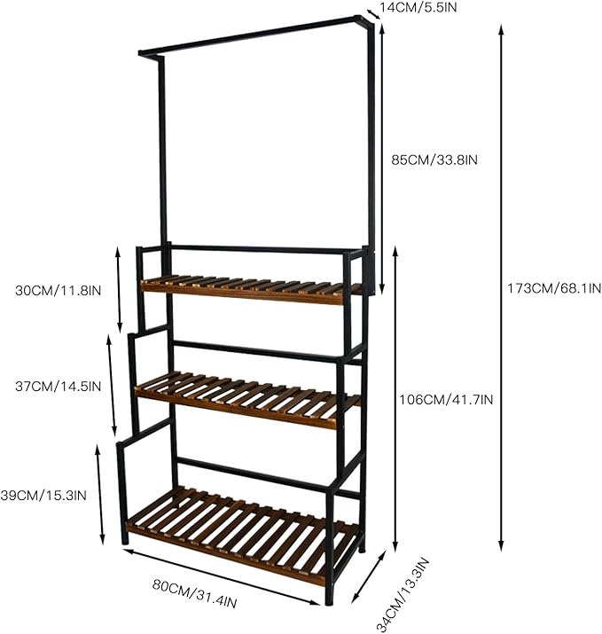 yeshine 3-Tier Hanging Plant Stand Indoor, 68 Inch Tall Metal Plant Shelf - Image 6