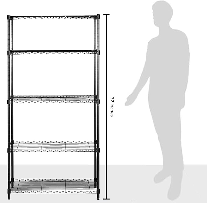 Amazon Basics 5-Shelf Adjustable Heavy Duty Steel Wire Storage Shelves - Image 7