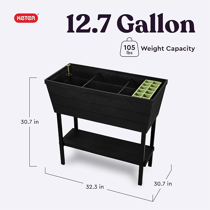 Keter Urban Bloomer 12.7‑Gallon Raised Garden Bed – Elevated Outdoor Planter Box - Image 2