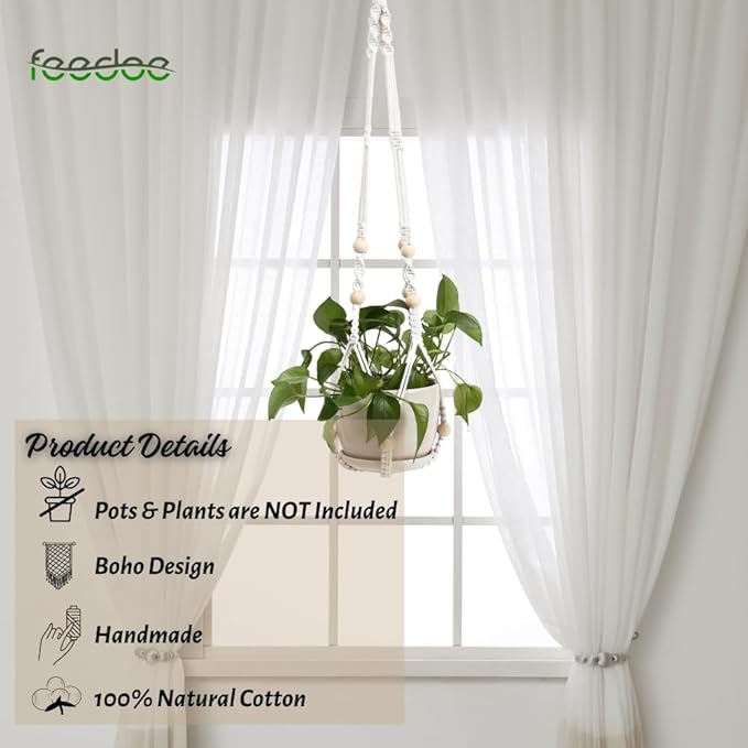 feedee Macrame Plant Hanger, Hanging Planters - Image 4