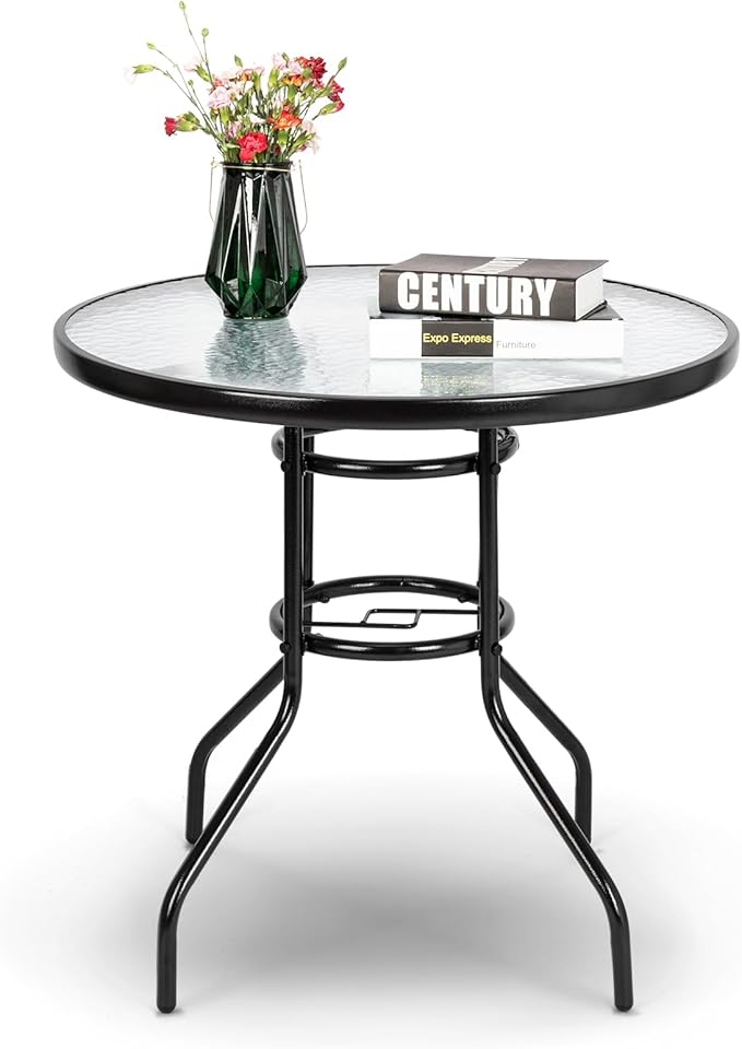 VINGLI Round Patio Table with Umbrella Hole by VINGLI