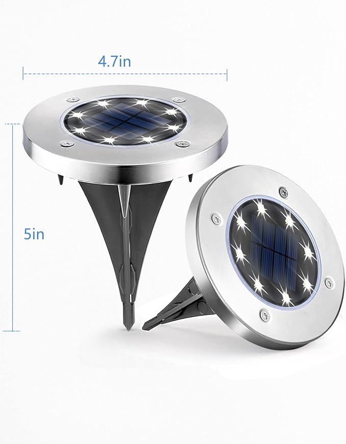 UFOND 12 Pack Solar Ground Lights，Outdoor Waterproof LED Gardenlight, Disklights - Image 3