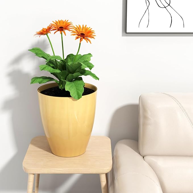 QCQHDU 10 inch Tall Planters for Indoor & Outdoor Plants, 2 Pack Sturdy - Image 4