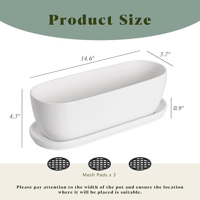 E-liu Oval Ceramic Planter Pot - Image 2