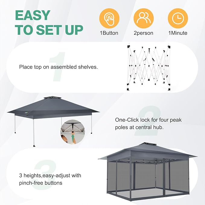 C0BIZI Gazebo 10x15 Pop up Canopy, Gazebos on Clearance-Canopy Tent - Image 8