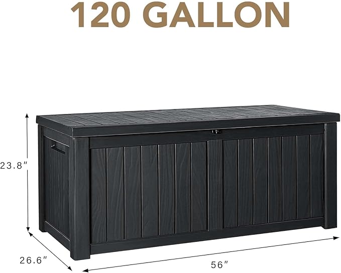 Devoko 120 Gallon Resin Deck Box Waterproof Indoor Outdoor Storage Box Lockable - Image 2