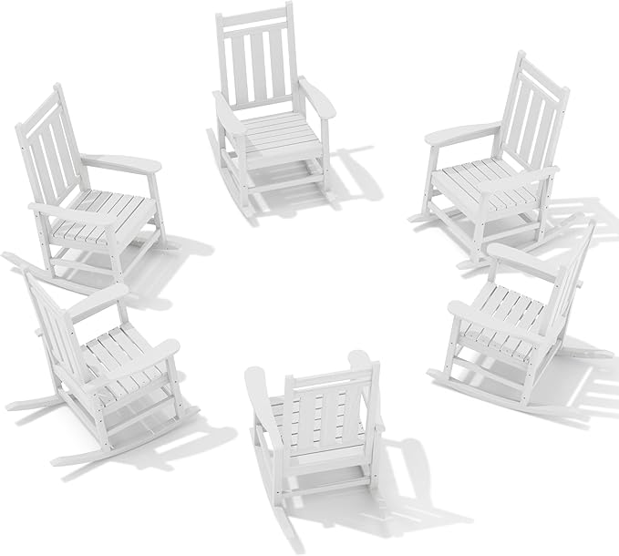 KINGYES Oversized Outdoor Rocking Chair Set of 6, All-Weather Patio Rocking by KINGYES