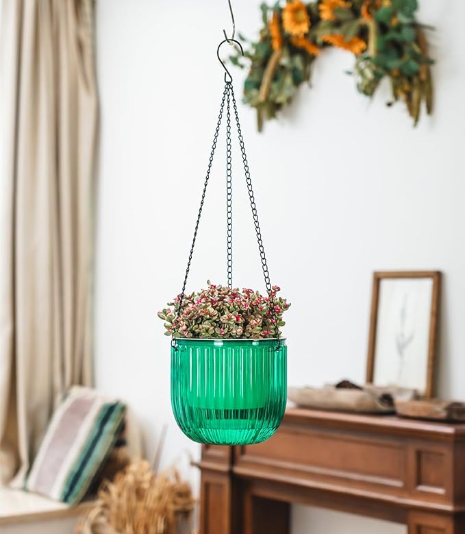 Josteve 6.5 Inch 2 Pcs Self Watering Hanging Planter Indoor Plant Pots Drainage - Image 4