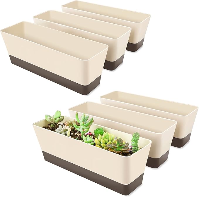 GREANER 6 Pack Window Box Planter, 12x3.8 Inch Rectangle Herb Planter by GREANER